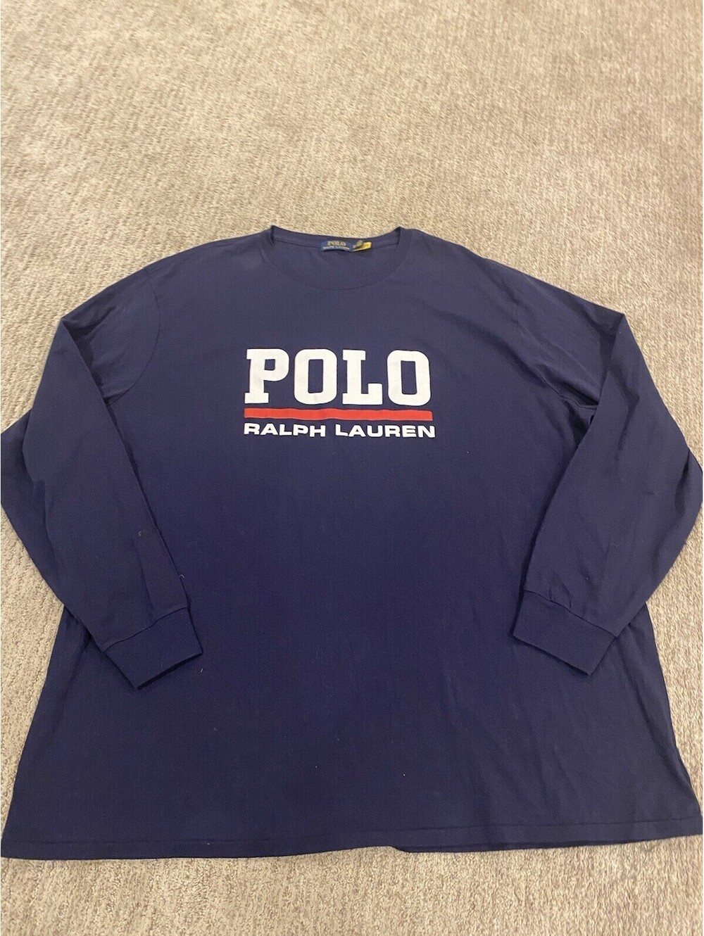 Polo Ralph Lauren Navy Blue Block Spell Out Long Sleeve T Shirt Tee Sz 3XL